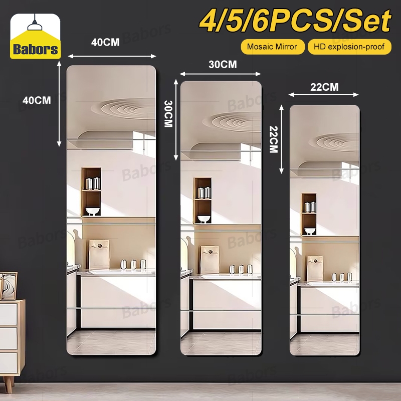 Wall adhesive mirror sticker, full-body square glass mirror for ...