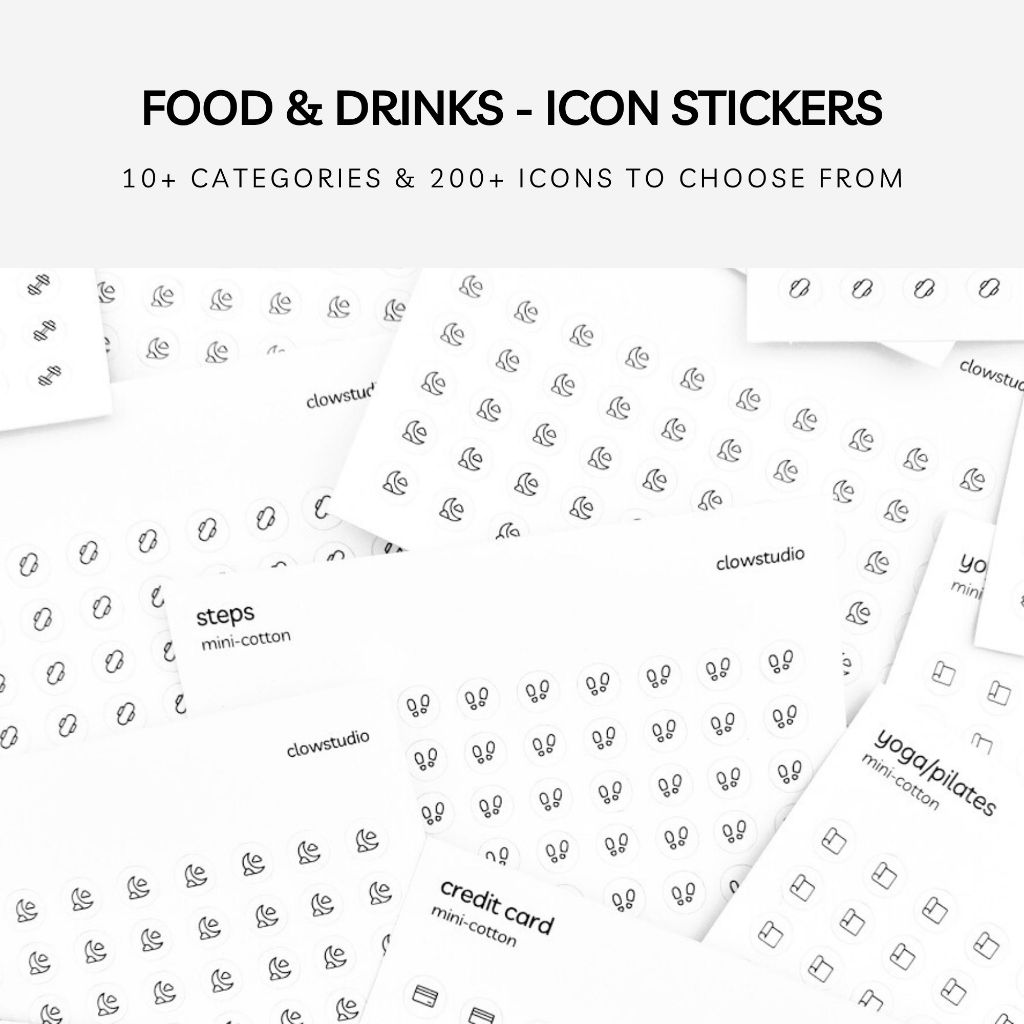 FOOD & DRINKS - Mini Icons Sticker Sheet, Micro Planner Stickers ...