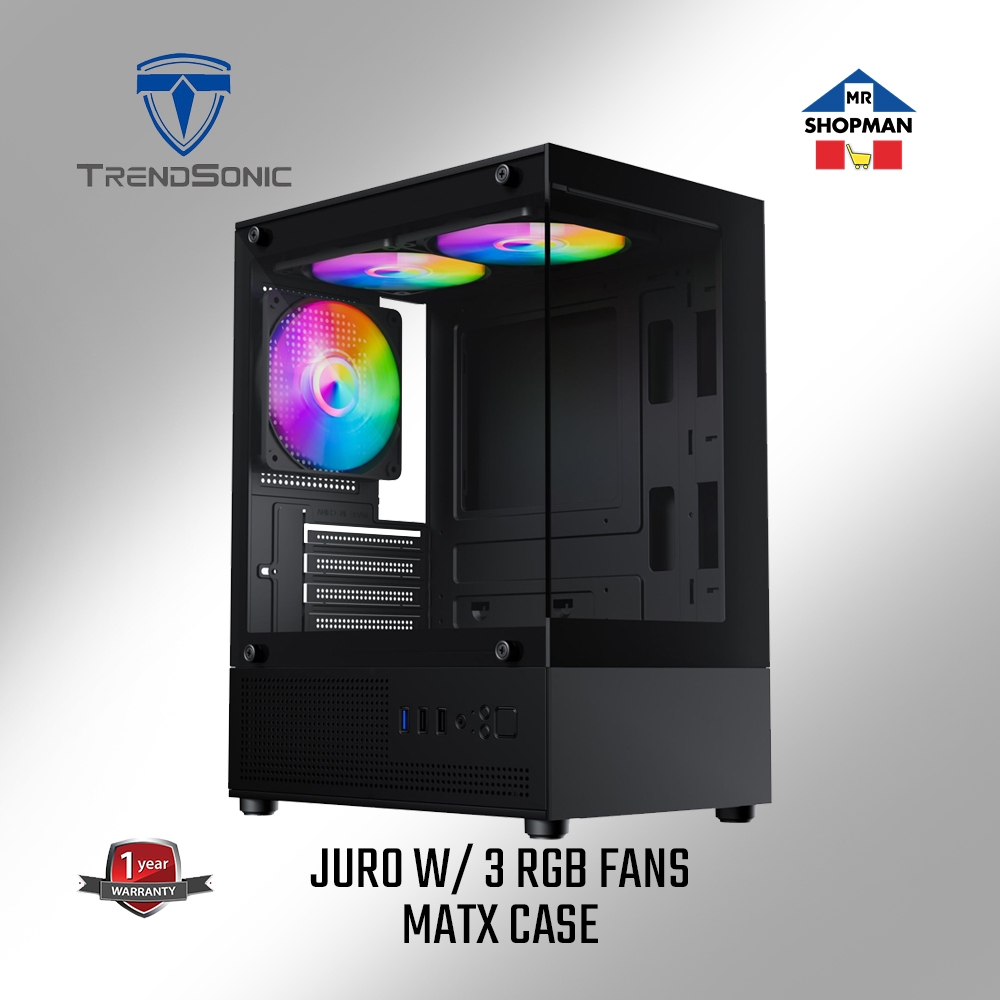Trendsonic Juro TG MATX Case w/ 3 RGB Fans Fan MATX Chassis | Shopee ...