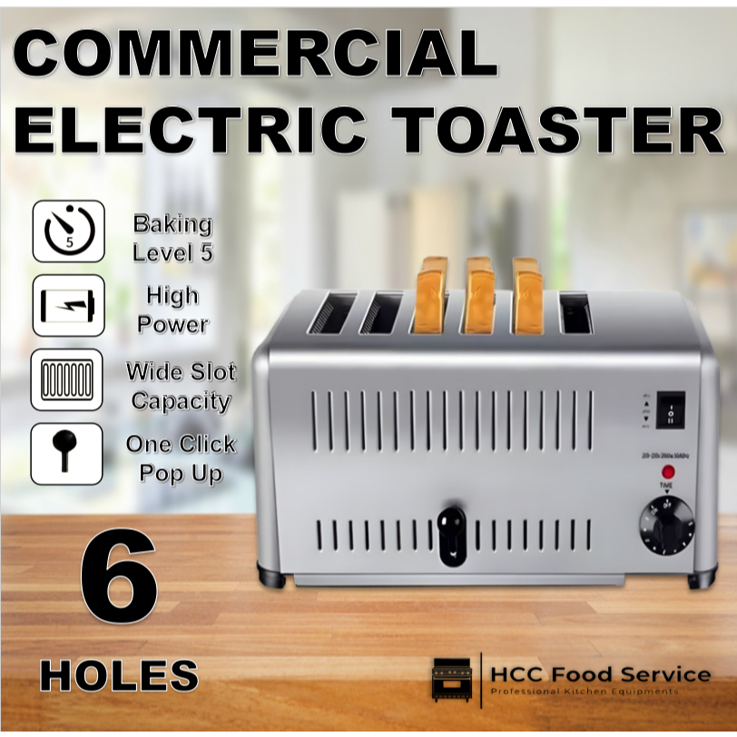 6 Slice Bread Toaster Stainless Steel Commercial Toaster Bread Baking ...