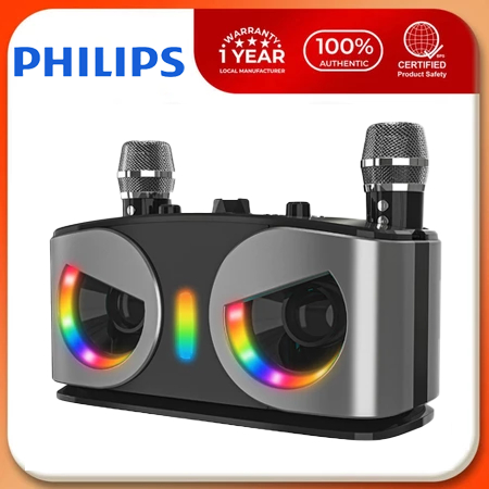 PHILIPS Bluetooth Speaker with Dual Mic Wireless Bluetooth Karaoke 9D ...