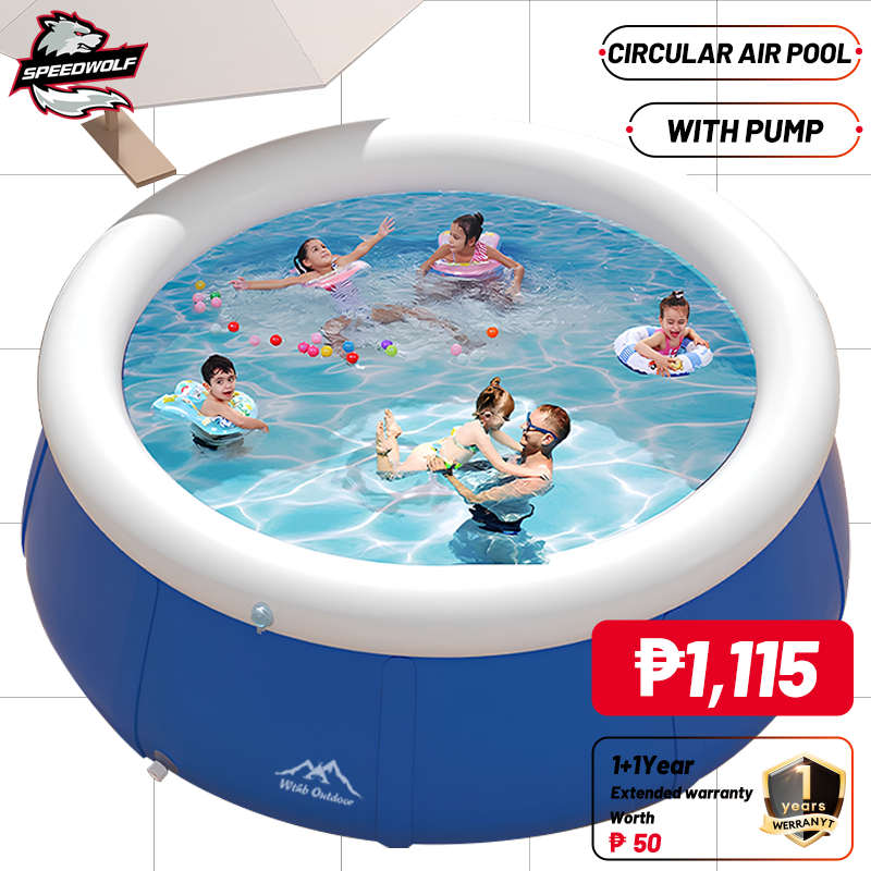 Round Inflatable Pools Adult Above Ground Blow up Pool Top Ring Summer ...