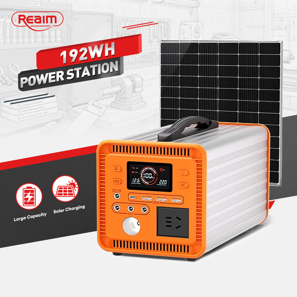 REAIM Power Station with Solar Panel Portable Generator 192WH Multi ...