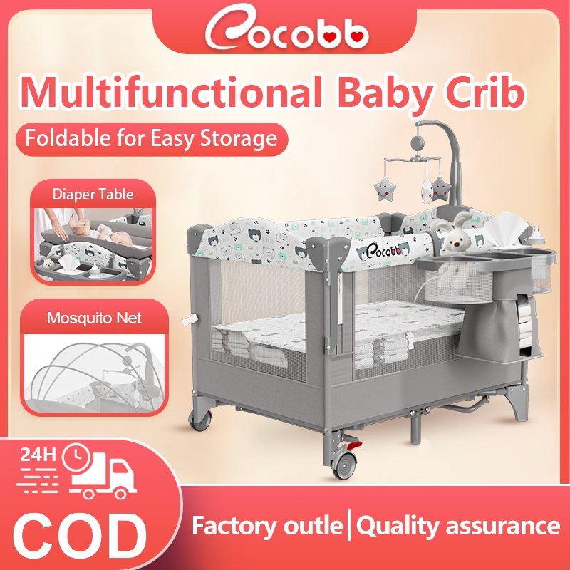 COCOBB Baby Swing Crib Multifunctional Liftable Stitching Co-Sleeper ...
