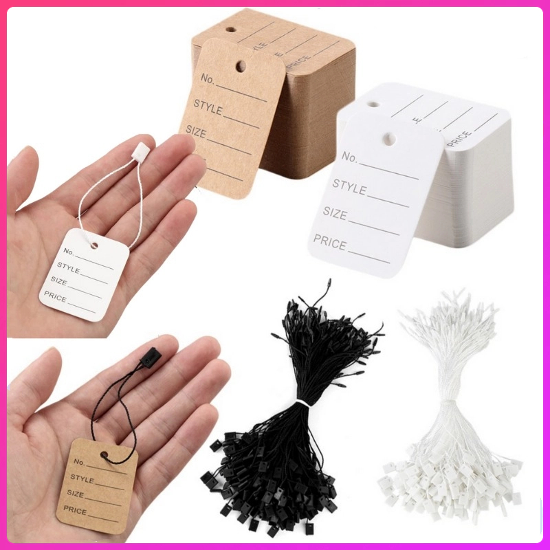 1000pcs Price Tag Kraft Paper Label Clothing Garment Tag Hanging Size ...