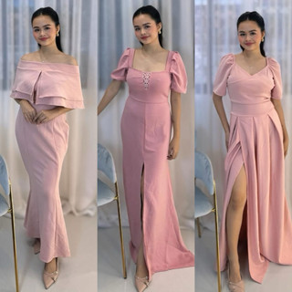 Modern Filipiniana Dress For Bridesmaid Blossoming In Flamingowhere The  Milani Gown's Sculpted Ruffle Sleeves Meet