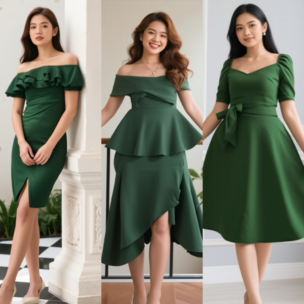 MOSS GREEN Plus Size Woman Dress Bridesmaid, Ninang, Wedding, Prom,  Graduation Dress | Shopee Philippines