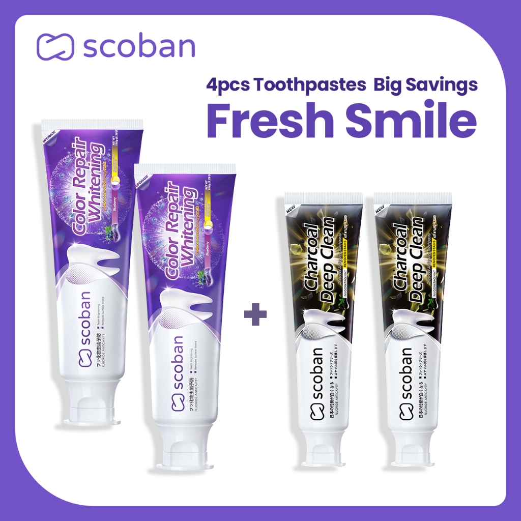 【4pcs Toothpastes Tipid Bundle】Scoban Purple Toothpaste Charcoal ...