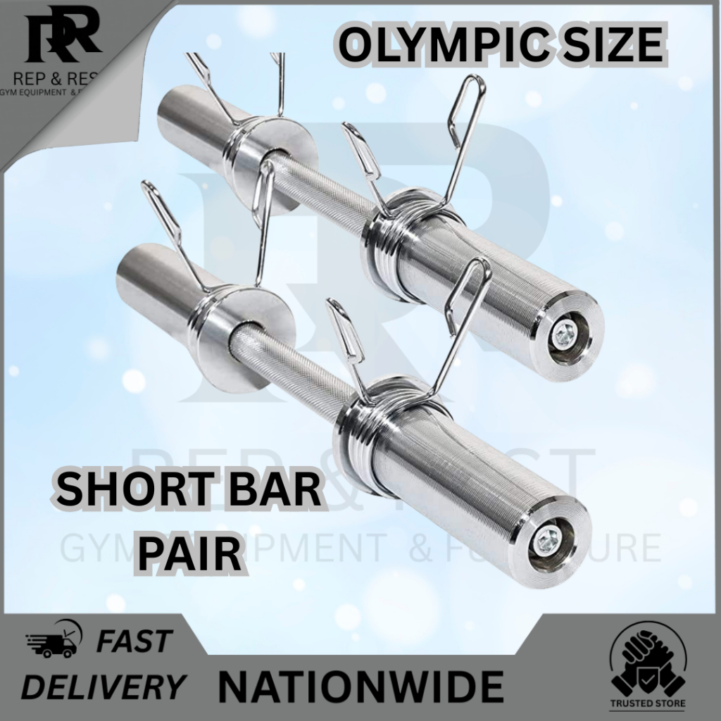 Olympic Short Bar Dumbbell Bar – 2-Inch Handle Barbell Rod for Gym ...