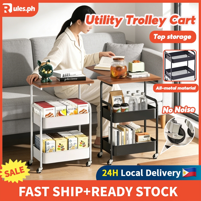 Rules Metal Trolley Cart Organizer 3-Tier Moving Rack Organizer Utility ...