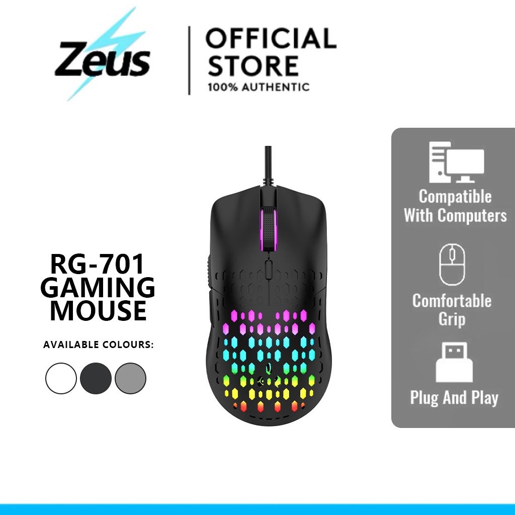 Zeus x Raiku G701 RGB Wired Gaming Mouse - Honeycomb Shell Design 4 ...