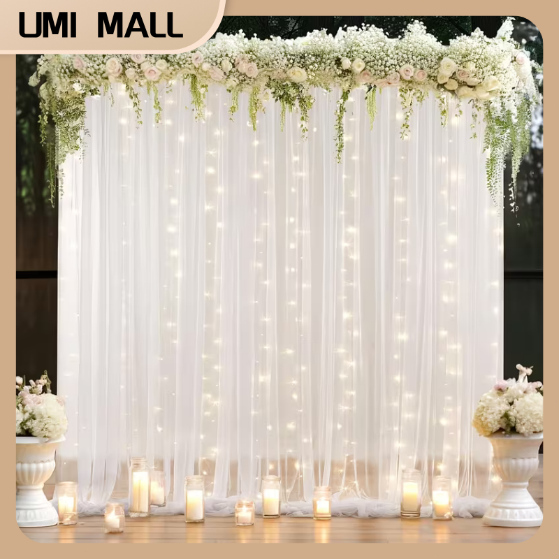 3m Tulle Backdrop Curtains with Light for Wedding Brithday Party Bridal ...