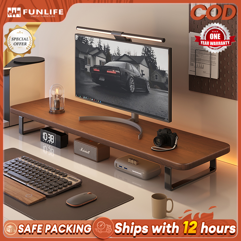 Simple Computer Monitor Stand 40/60CM Wood Steel Frame Desk Storage ...