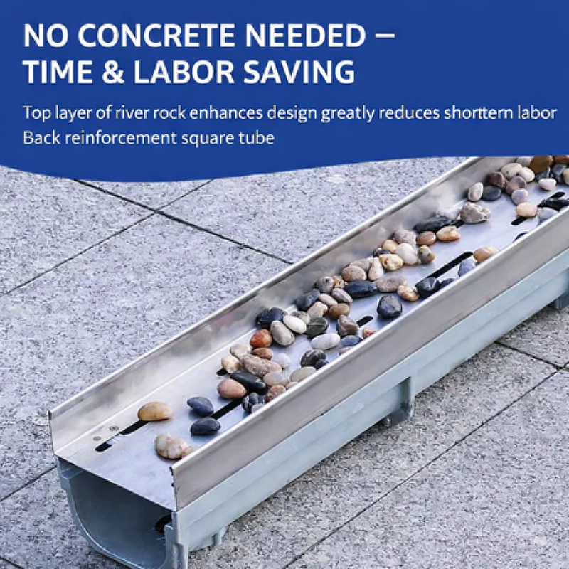 Heavy Duty Outdoor Linear Drain Gutter with Pebble Stone Cover ...