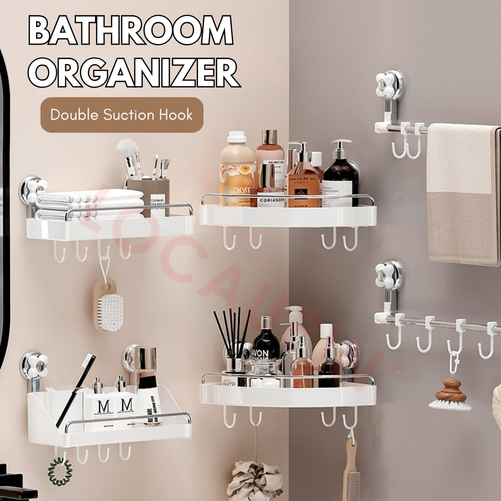 LOCAUPIN Bathroom Shelf Organizer Bundles Wall Mounted Storage with ...