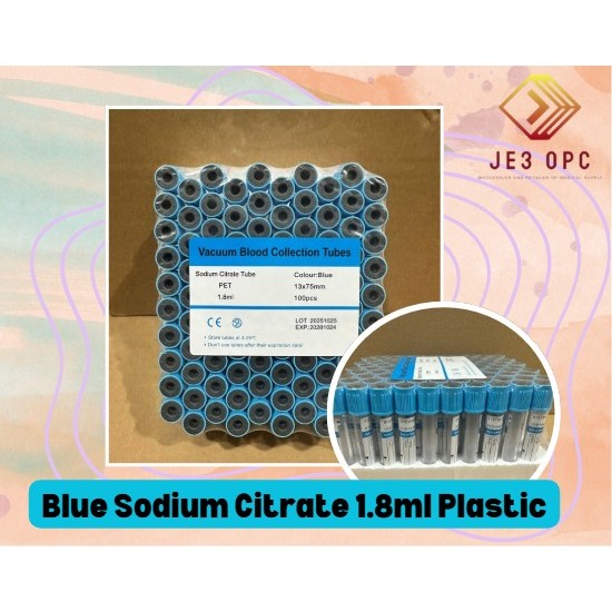 Blue Top 1.8ml Plastic per Box (12 Trays) Blood collection Tube ...