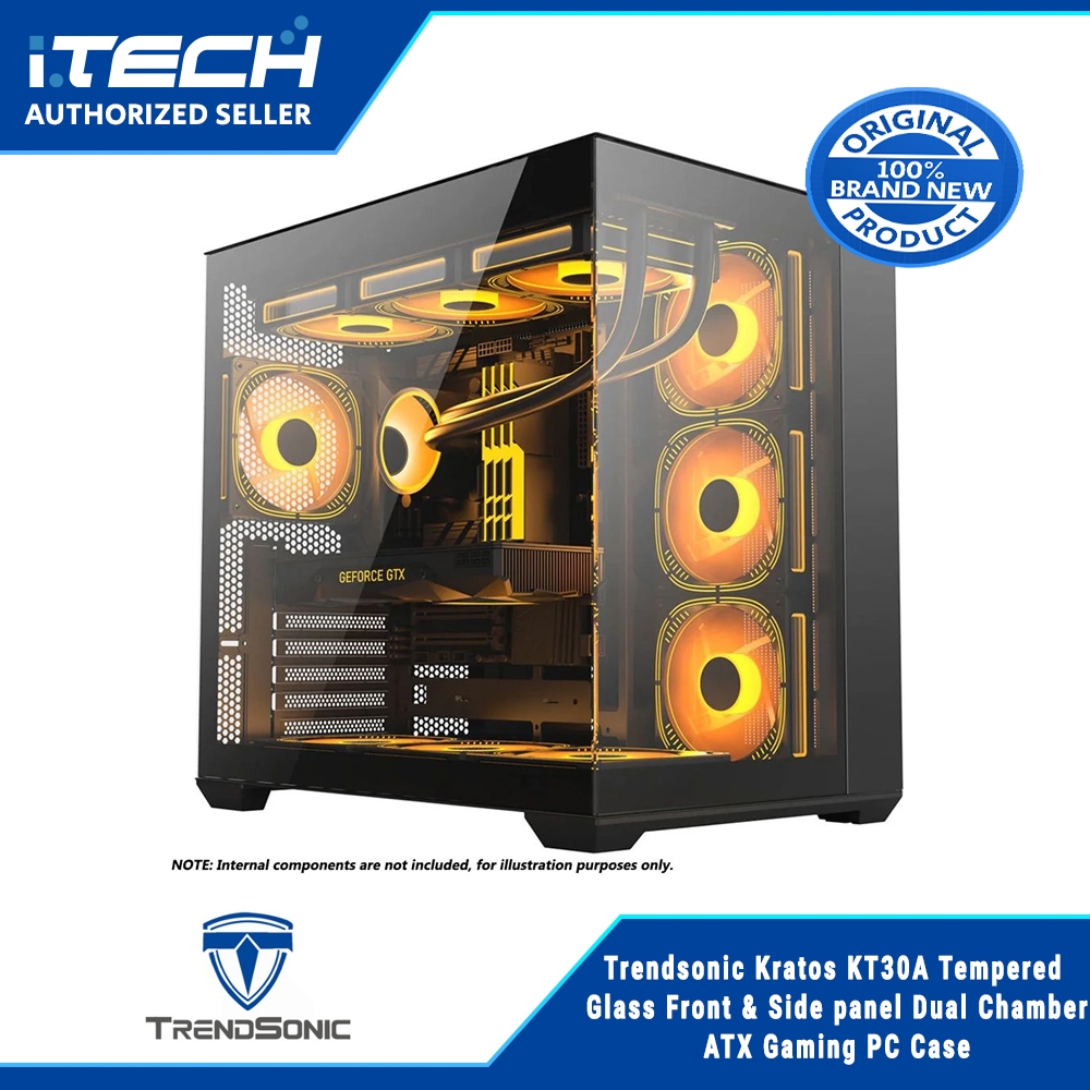 Trendsonic Kratos KT30A Tempered Glass Front & Side panel Dual Chamber ...