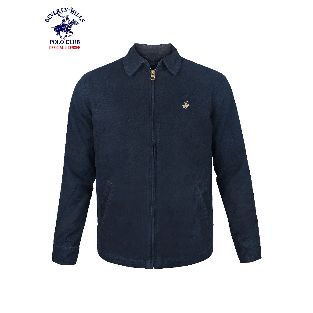 Beverly Hills Polo Club Men's Cotton Twill Jacket with Collar in Navy ...
