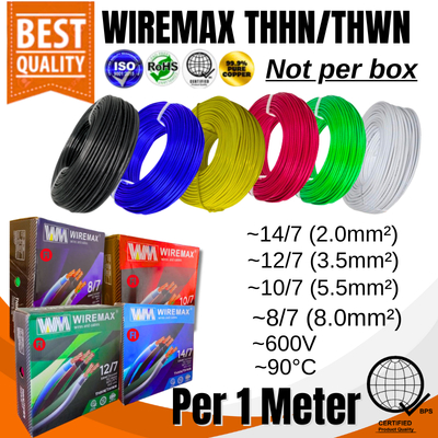 WIREMAX THHN/THWN Stranded Wire 12/7 , 14/7 , 10/7 and 8/7 Per 1 Meter ...