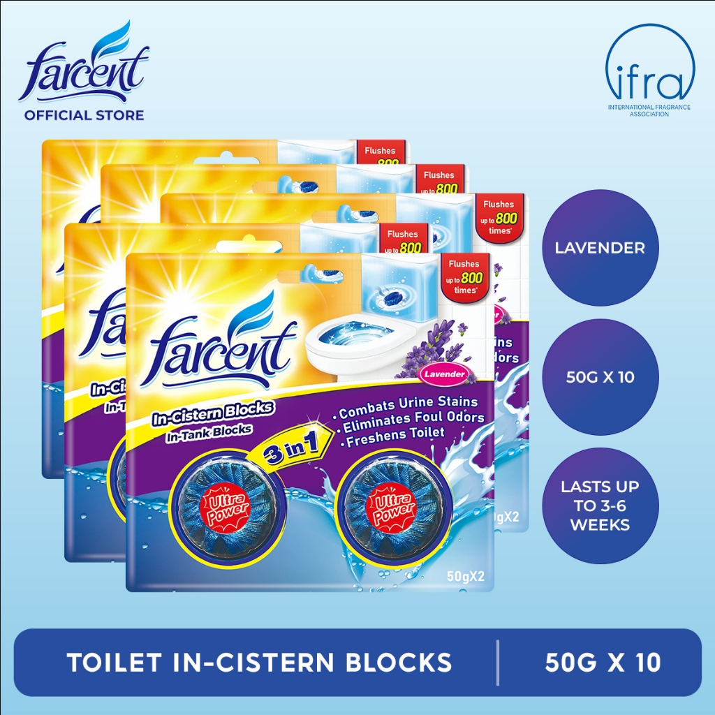 Farcent Toilet/ Cistern Blocks - Lavender Set of 5 (50g each) | Shopee ...