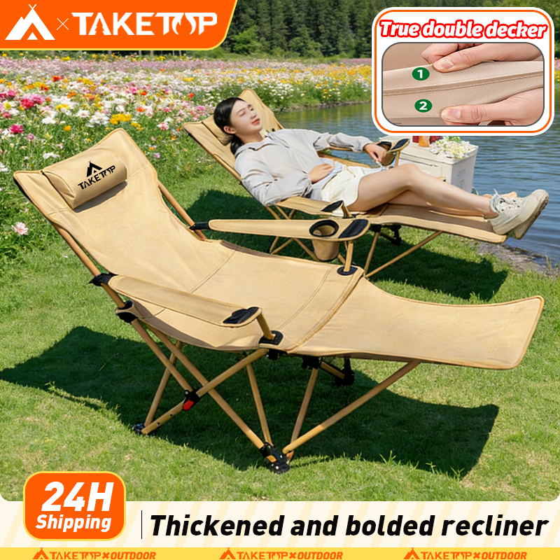 【TAKETOP】Camping folding chair True double-layer fabric foldable ...