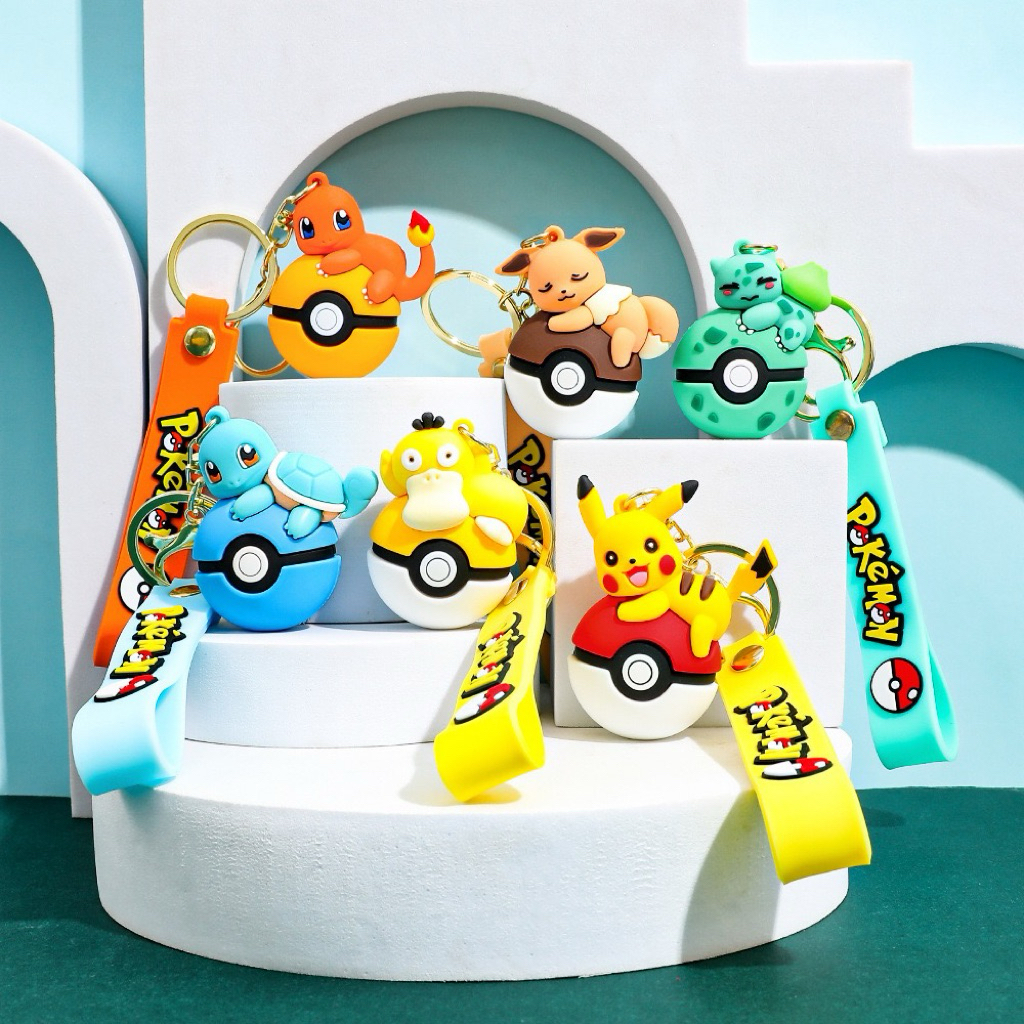 Pokemon PVC Rubber Keychain Pikachu Bulbasaur Squirtle Charmander ...
