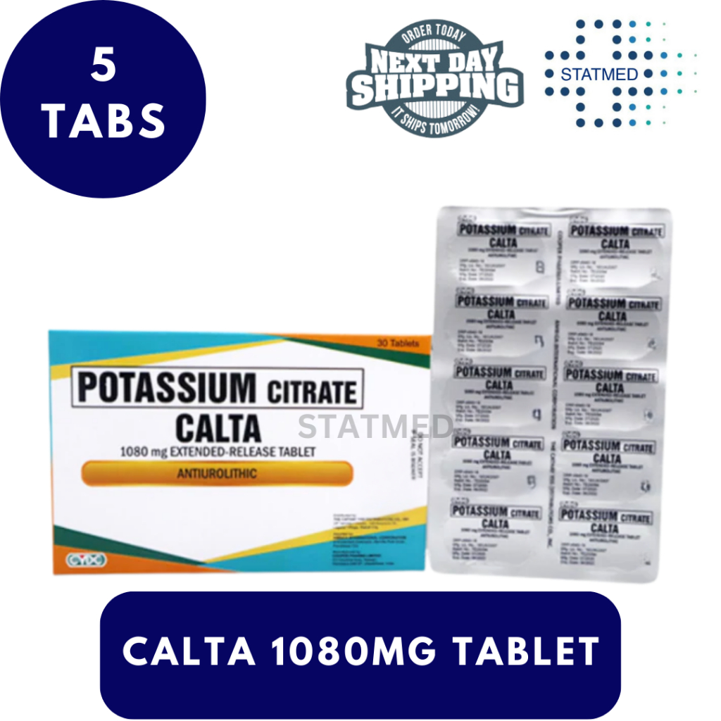 Calta 1080mg (10mEq) & 1620mg (15mEq) Tablet Potassium Citrate l 1 & 5 ...