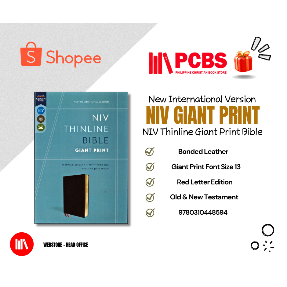 PCBS NIV Giant Print Thinline Bible (FONT SIZE 13, RED LETTER) NIV Holy ...