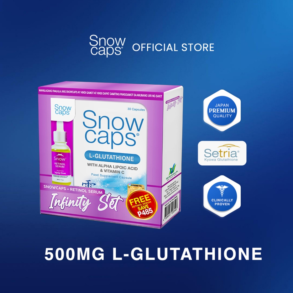 top rated glutathione supplements SnowCaps L-Glutathione 30's 500mg with Free 1pc Snow Skin Whitening Soap main image 0