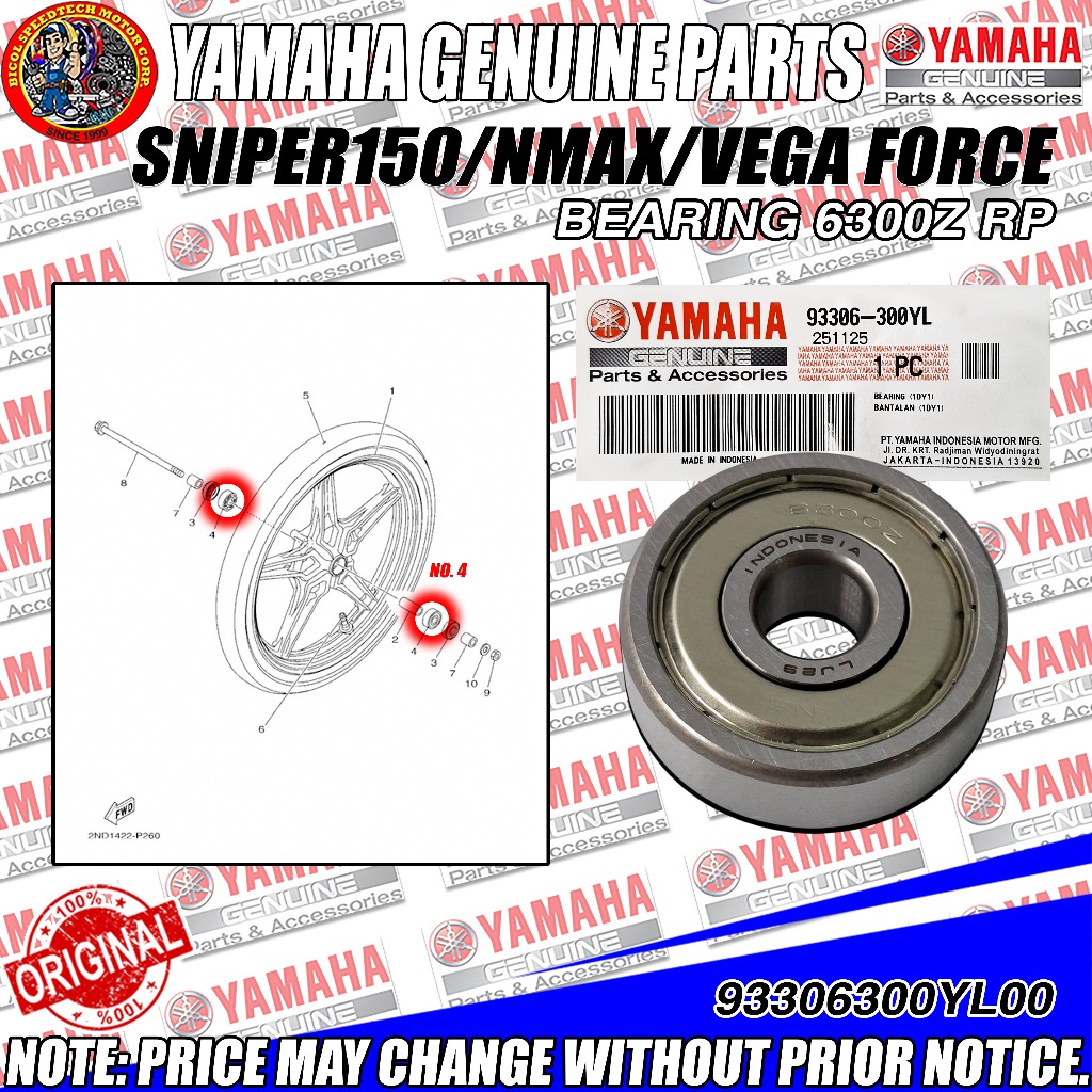 SNIPER 150/NMAX/VEGA FORCE FRONT/REAR AXLE WHEEL BEARING (YGP) (GENUINE ...