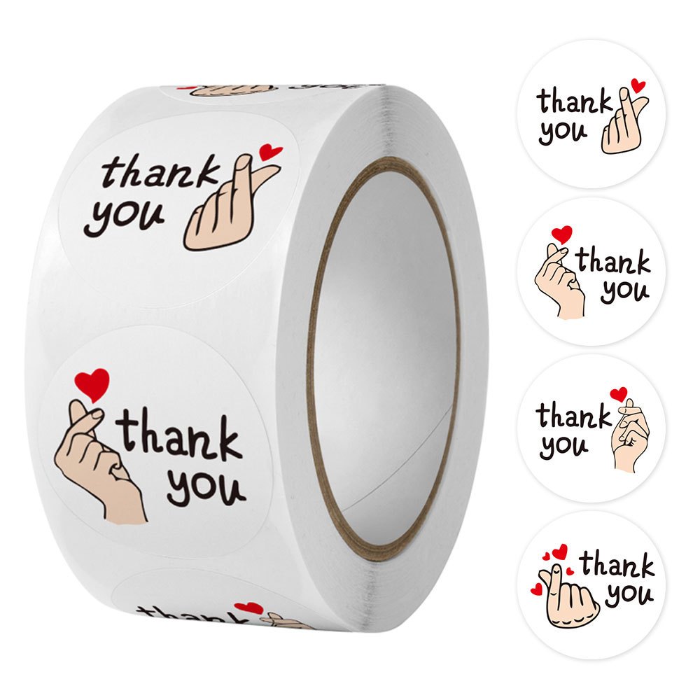 1Roll 500pcs Thank You tape Thankyou Flower Round Seal Sticker Tags ...