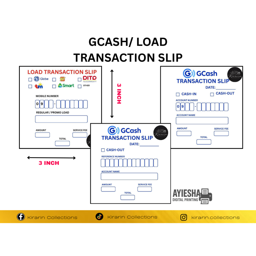 GCASH/LOAD TRANSACTION SLIP WITH STORE LOGO | Shopee Philippines