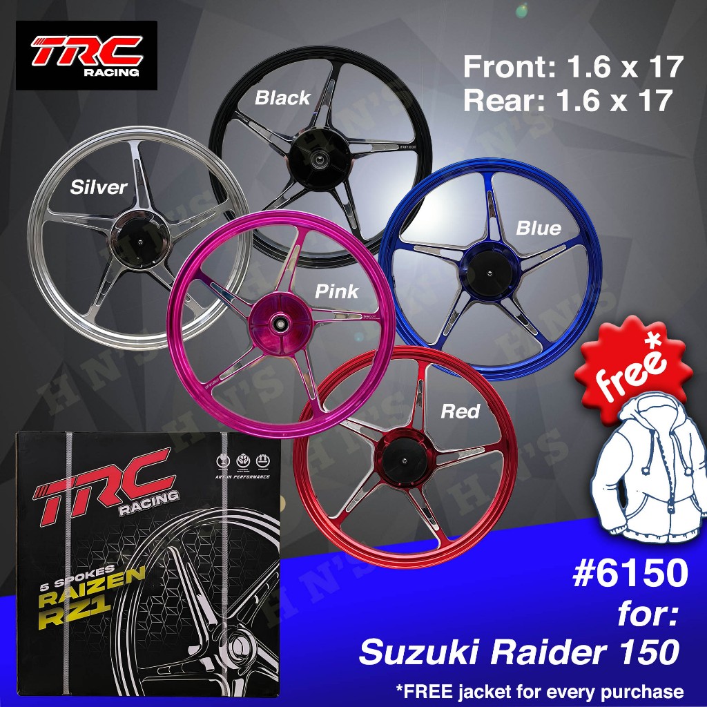 TRC CNC Mags RAIZEN For Suzuki Raider R150 FI/CARB (Black Silver Red ...