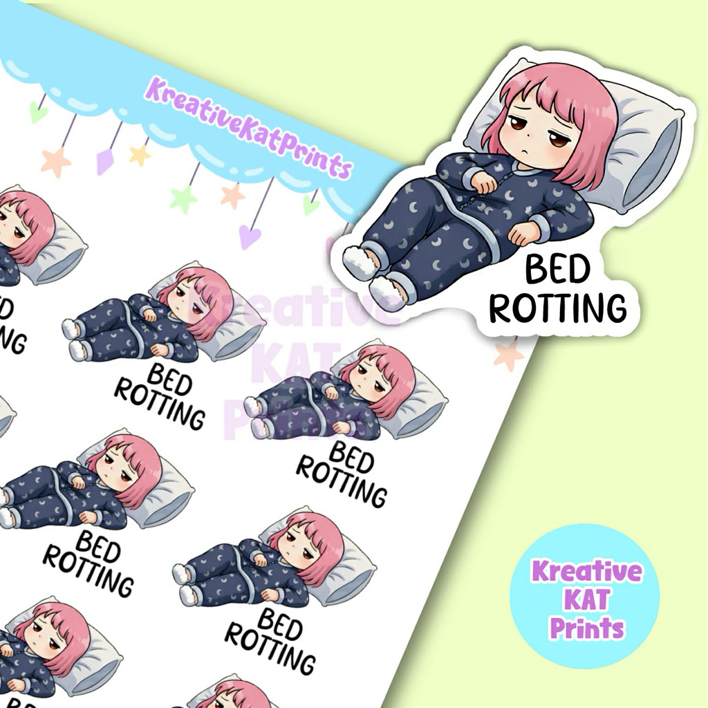 Planner Stickers BED ROTTING - rest day stickers | Shopee Philippines