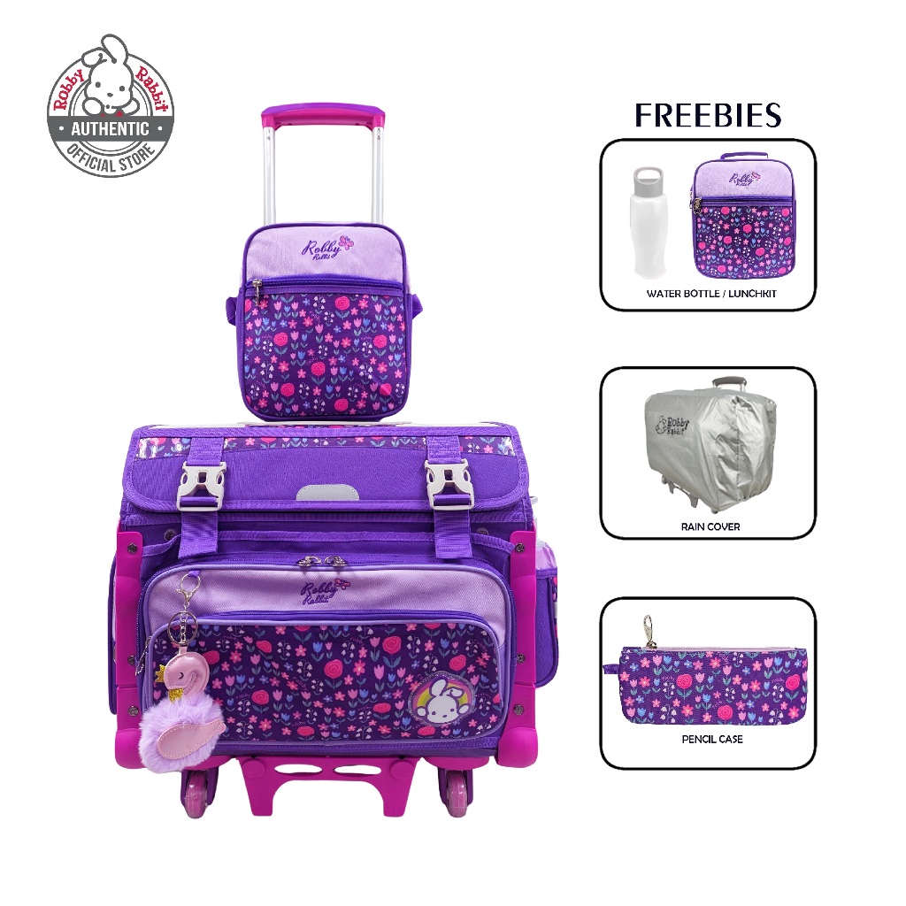 Robby Rabbit Floral Bliss Large House-Type Trolley Bag (Purple ...