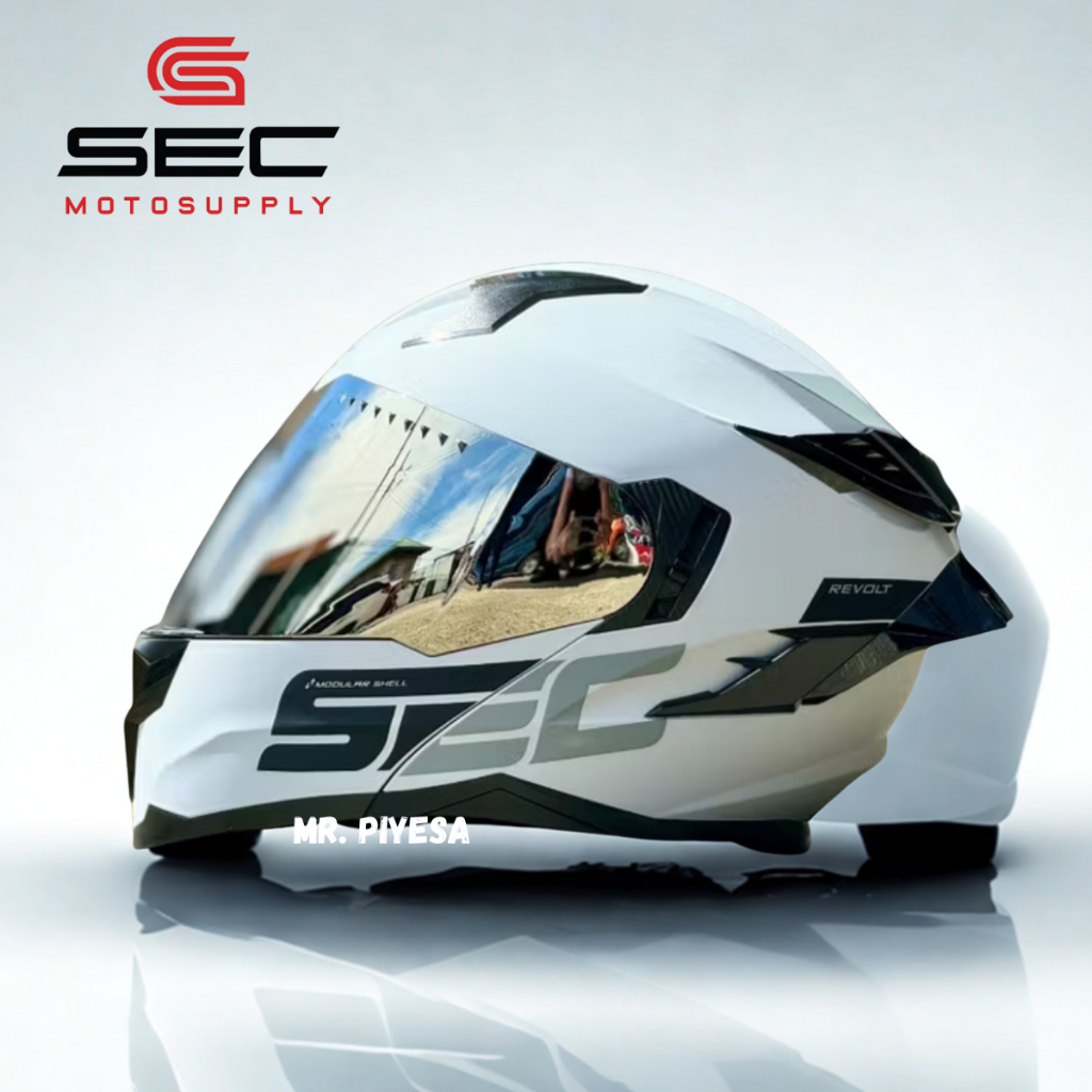 Sec Revolt Modular Dual Visor Helmet with Free Clear Lens and Spoiler ...