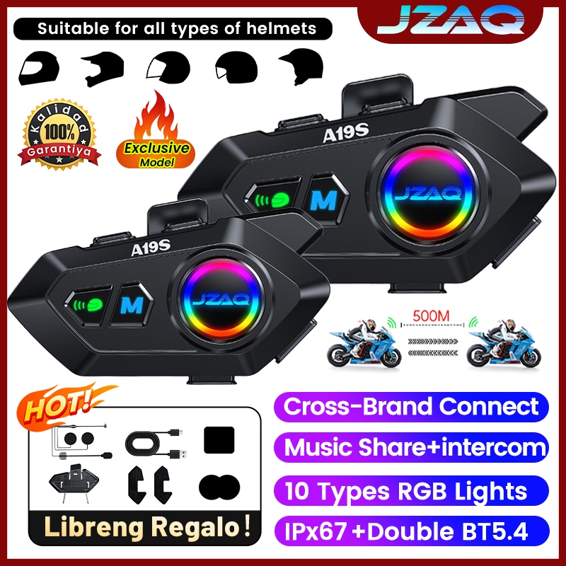 【COD】JZAQ A19S Intercom for Helmet - 800m Cross-Brand 1000mAh BT5.4 ...