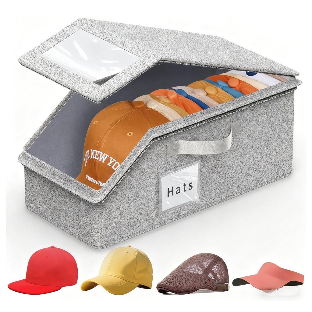 1pcs Baseball Cap Organizer Box,Foldable Baseball Cap Storage Box,Large ...