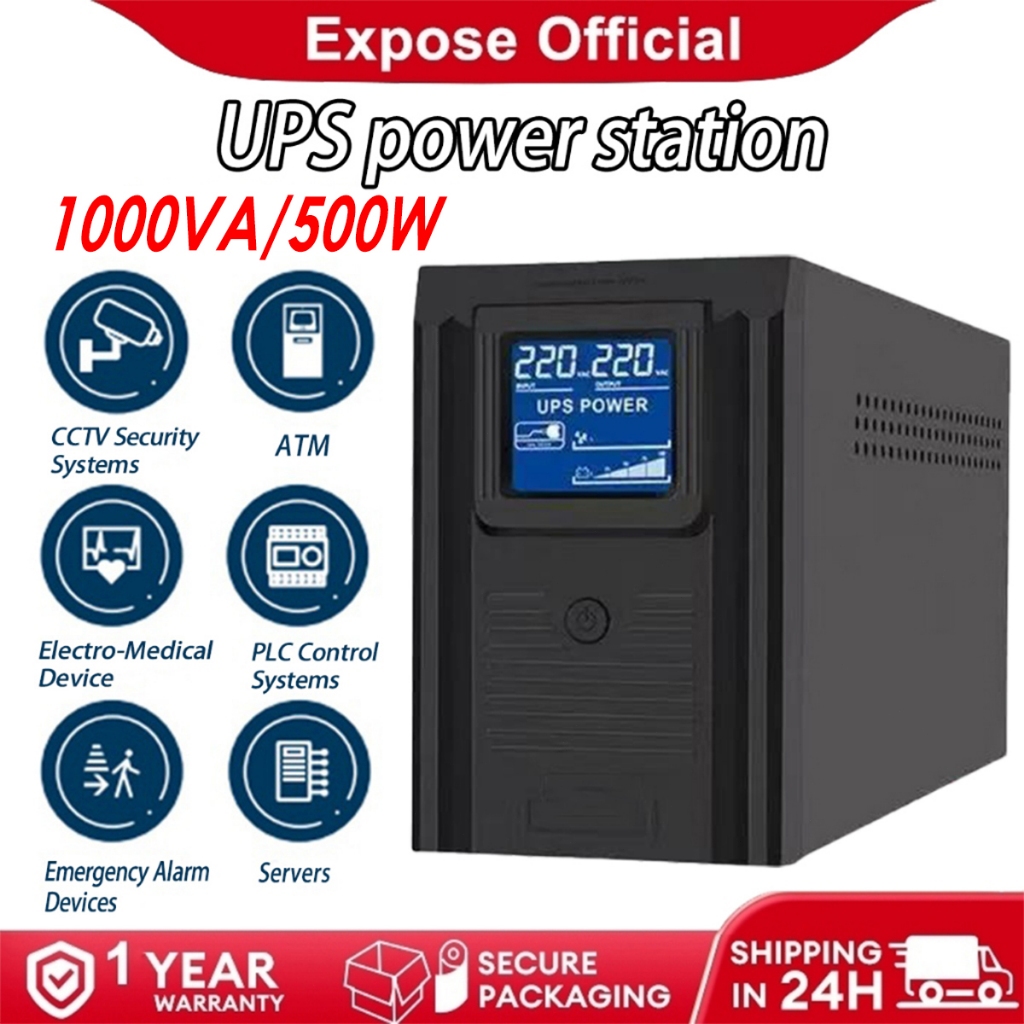 Expose Secure UPS 300W 1000VA LCD with AVR Uninterruptible Power Supply ...