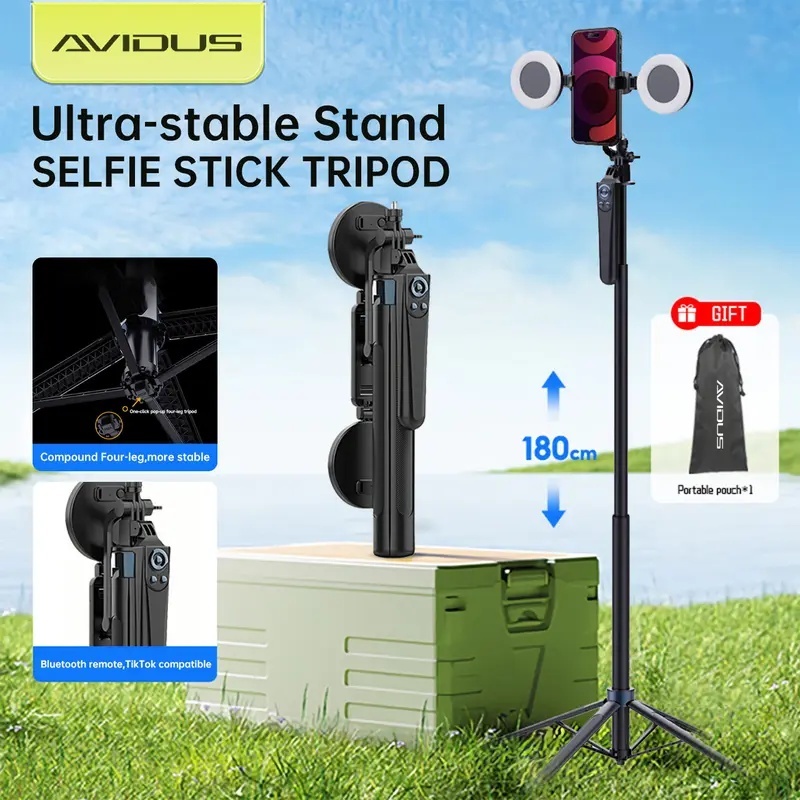 AVIDUS R30 Selfie Stick Quadruped Stabilizer 360° Rotation Wireless ...