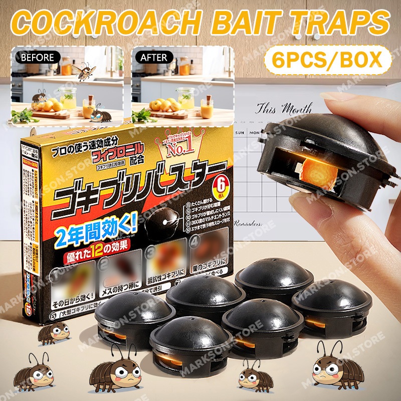 6Pcs/Box Cockroach Bait Traps Little Black House Non-toxic Home ...