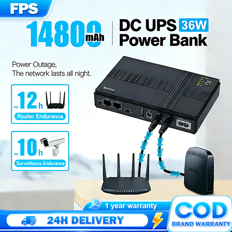 FPS CCTV UPS Power Supply For Wifi Router Modem Power Bank 14800mAh ...