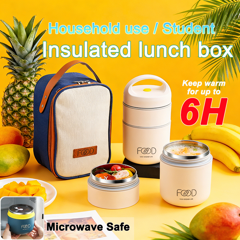 Insulated Lunch Box Stainless Steel Thermal Food Container Bento Box ...