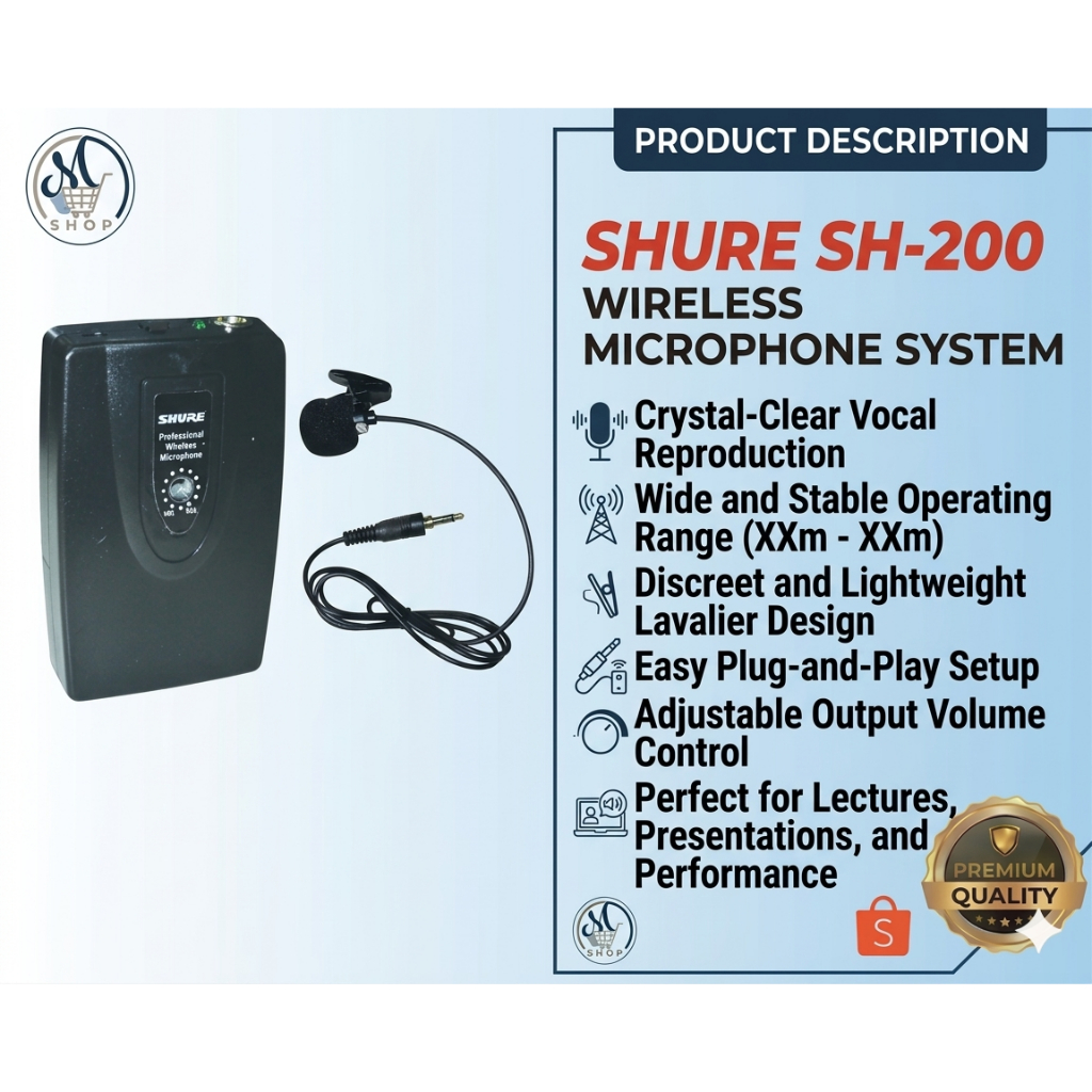 SHURE by MSHOP SH-200 WIRELESS MICROPHONE CLIP TYPE LAPEL SET | Shopee ...