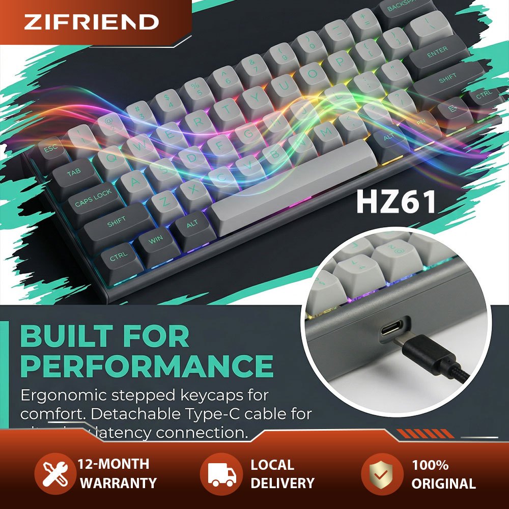 ZIFRIEND HZ61/68 Gaming Magnetic Switch Keyboard Rapid Trigger RGB ...