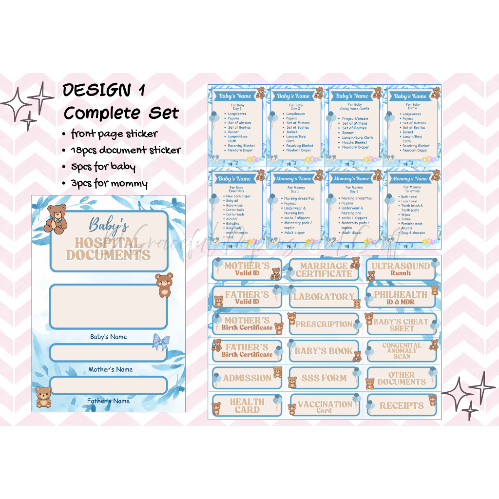 Hospital Checklist Set with Document sticker for Baby Boy | Baby and ...