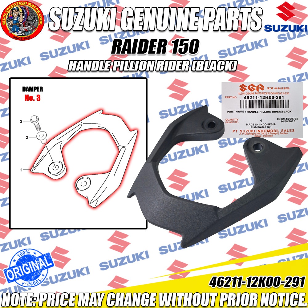 RAIDER 150 HANDLE PILLION RIDER (BLK) (SGP) (Genuine: 46211-12K00-291 ...
