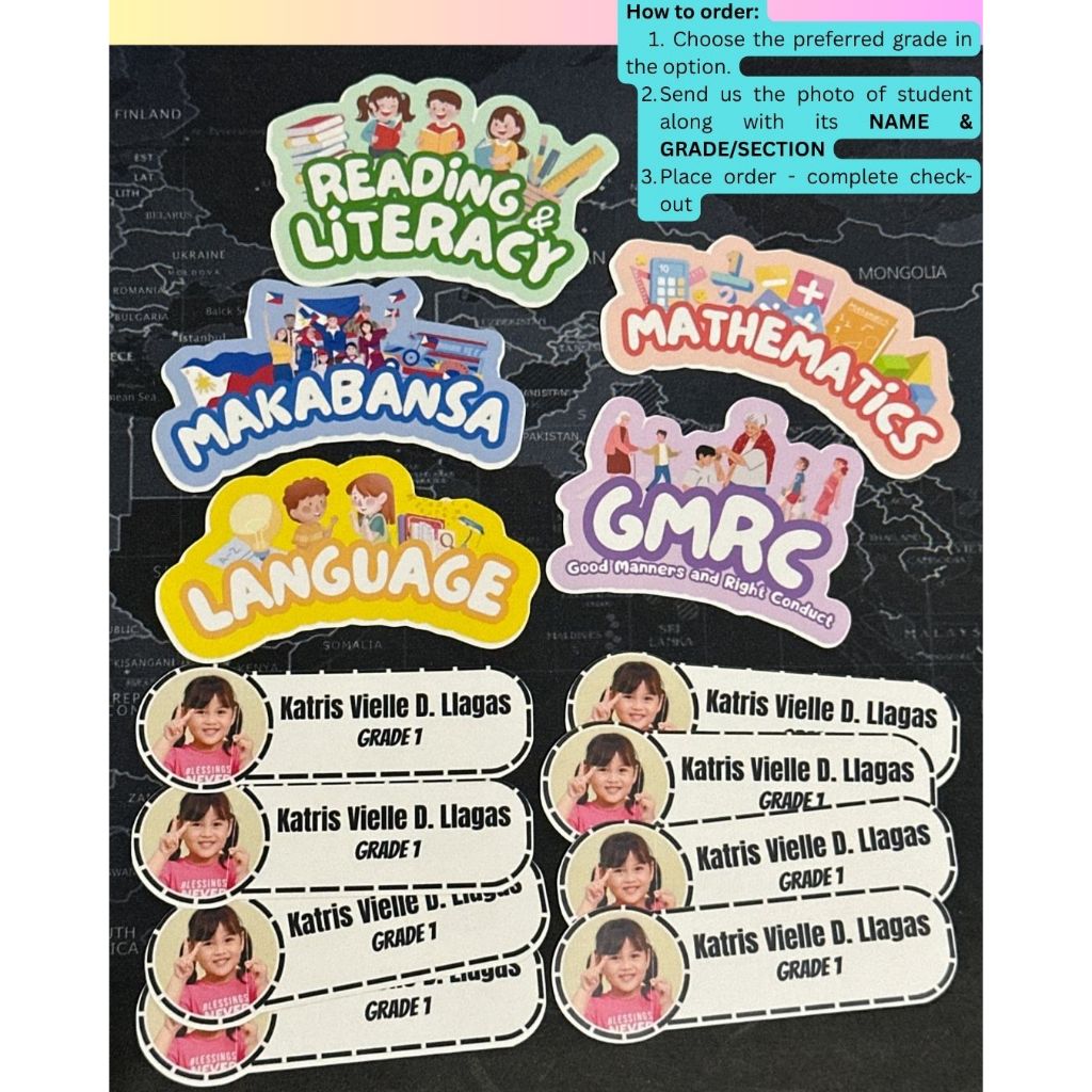 Subjects Label + Customized Name with Photo Sticker for Grade 1 to 10 ...