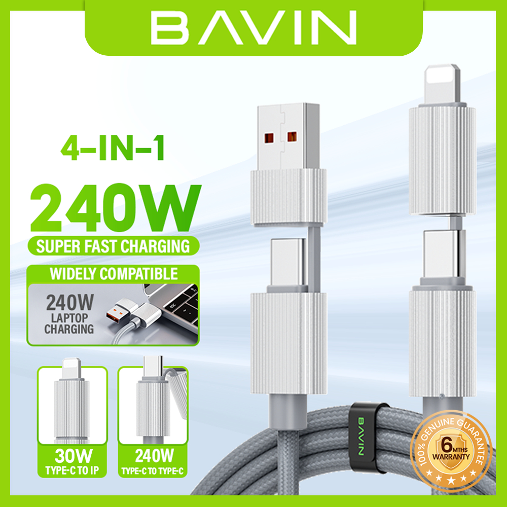 BAVIN CB392 240W / CB394 60W PD 4in1 Fast Charging Data Cable Multi ...