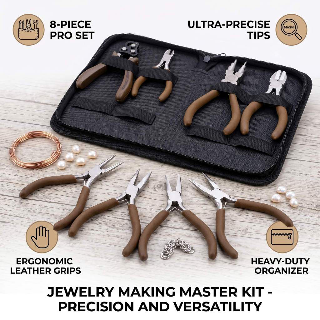 Professional 8pcs Jewelry Making Tools Set DIY Pliers Kit with Storage ...